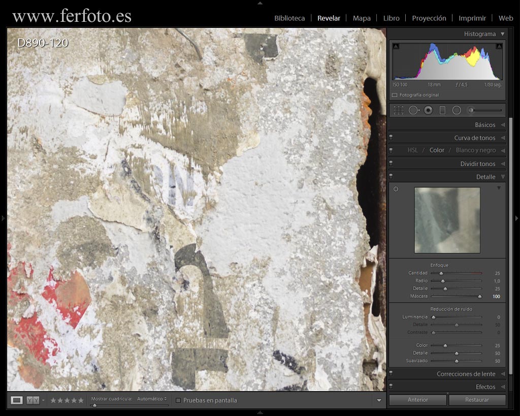 Adobe Lightroom CC 2015 panel Detalle