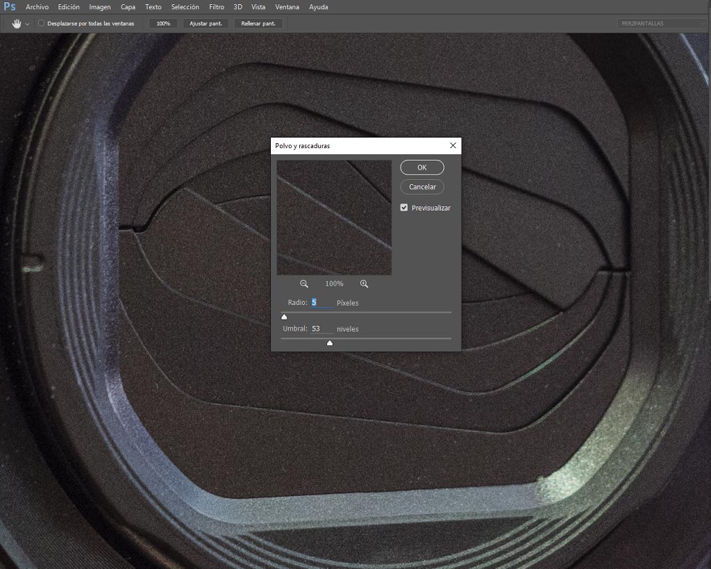 Borrar el polvo en Photoshop