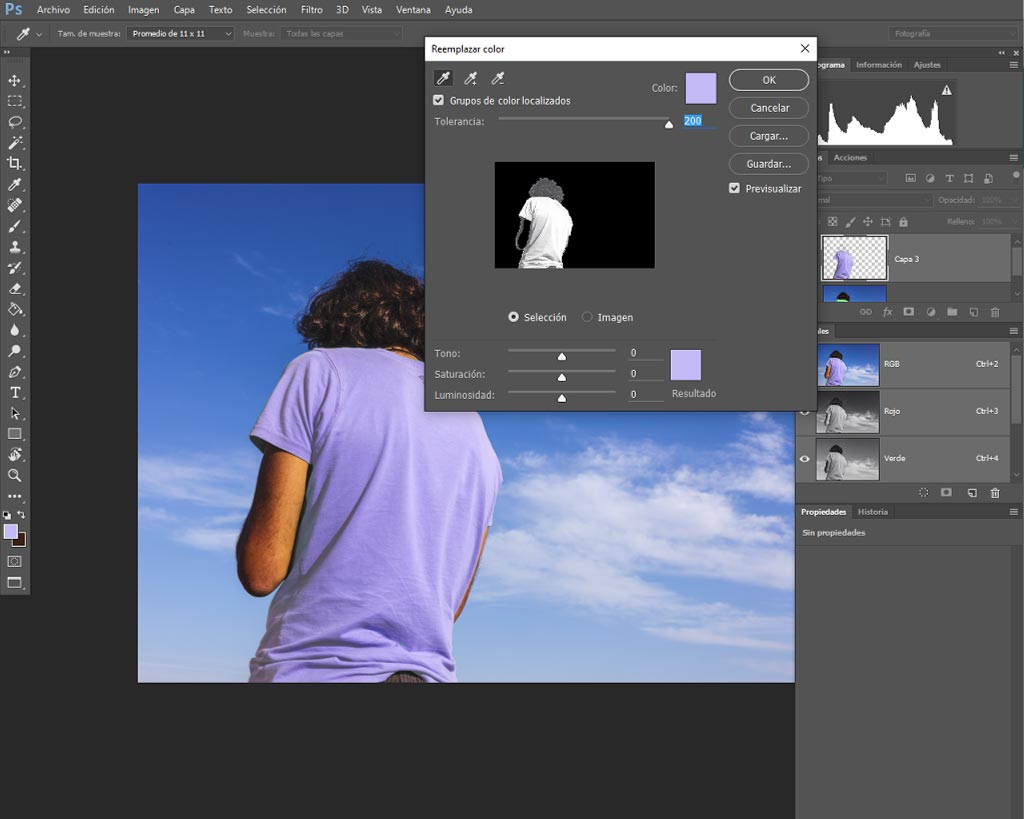 cambiar color en Adobe Photoshop