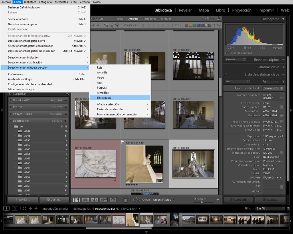 Clasificar fotografías con Adobe Lightroom