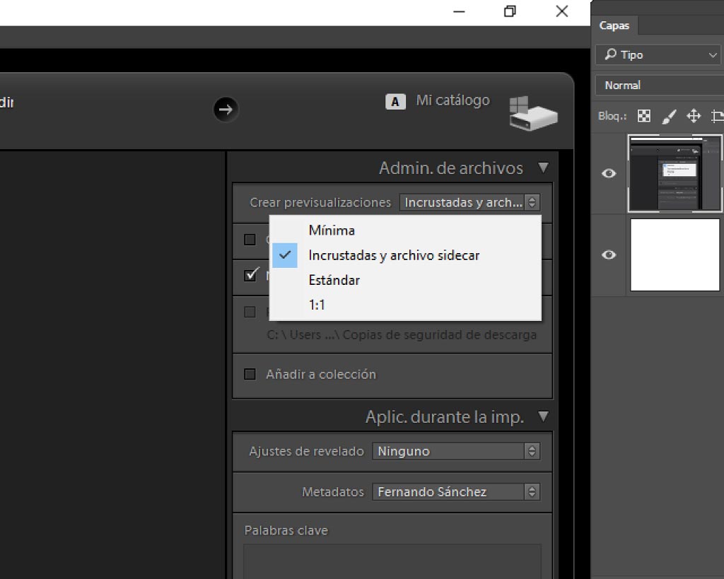 Previsualizaciones en Adobe Lightroom