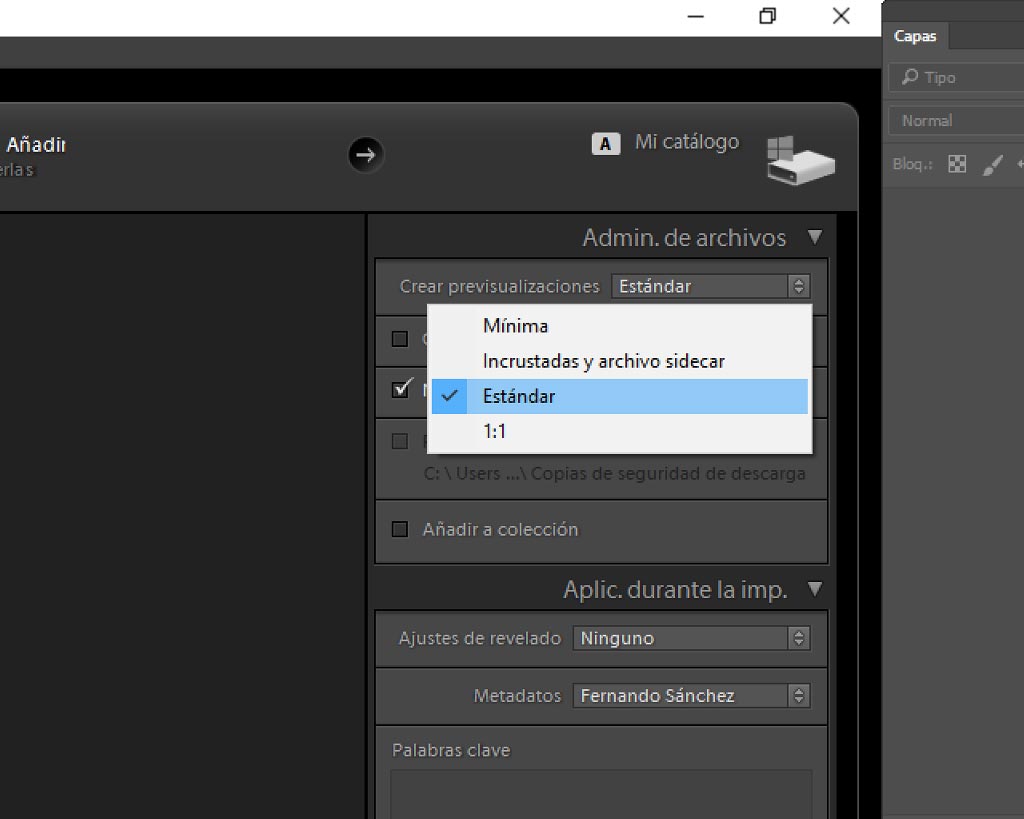 Previsualizaciones en Adobe Lightroom