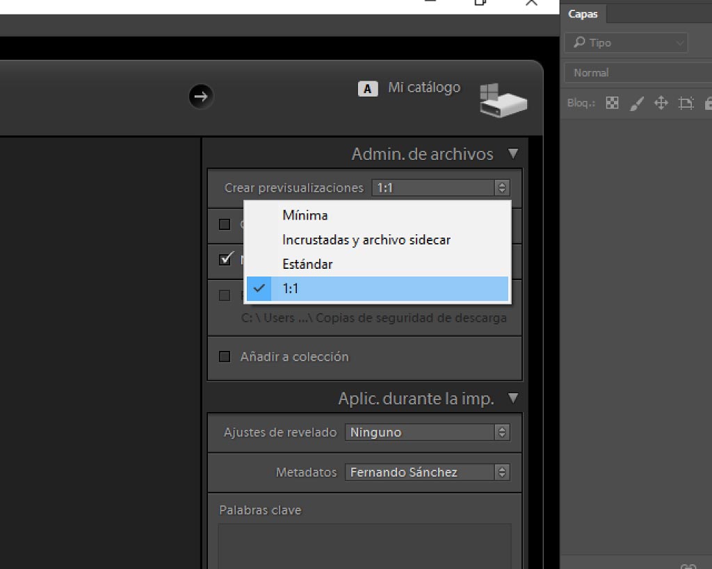 Previsualizaciones en Adobe Lightroom