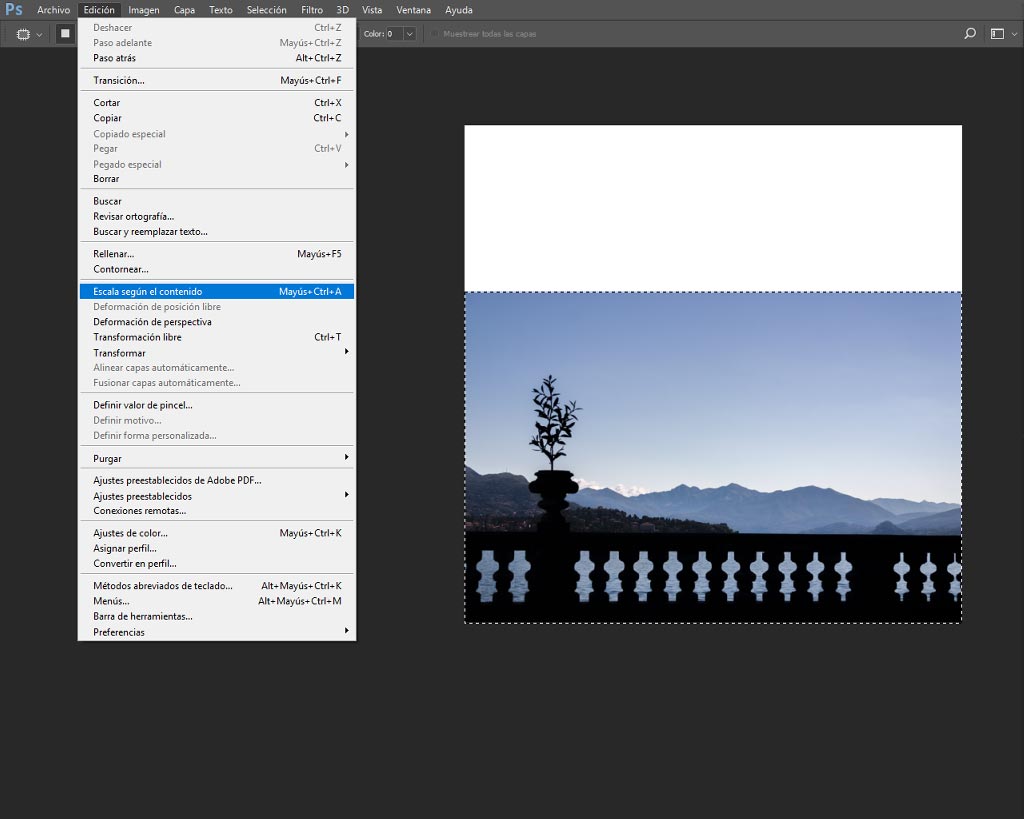 Según el contenido de Photoshop