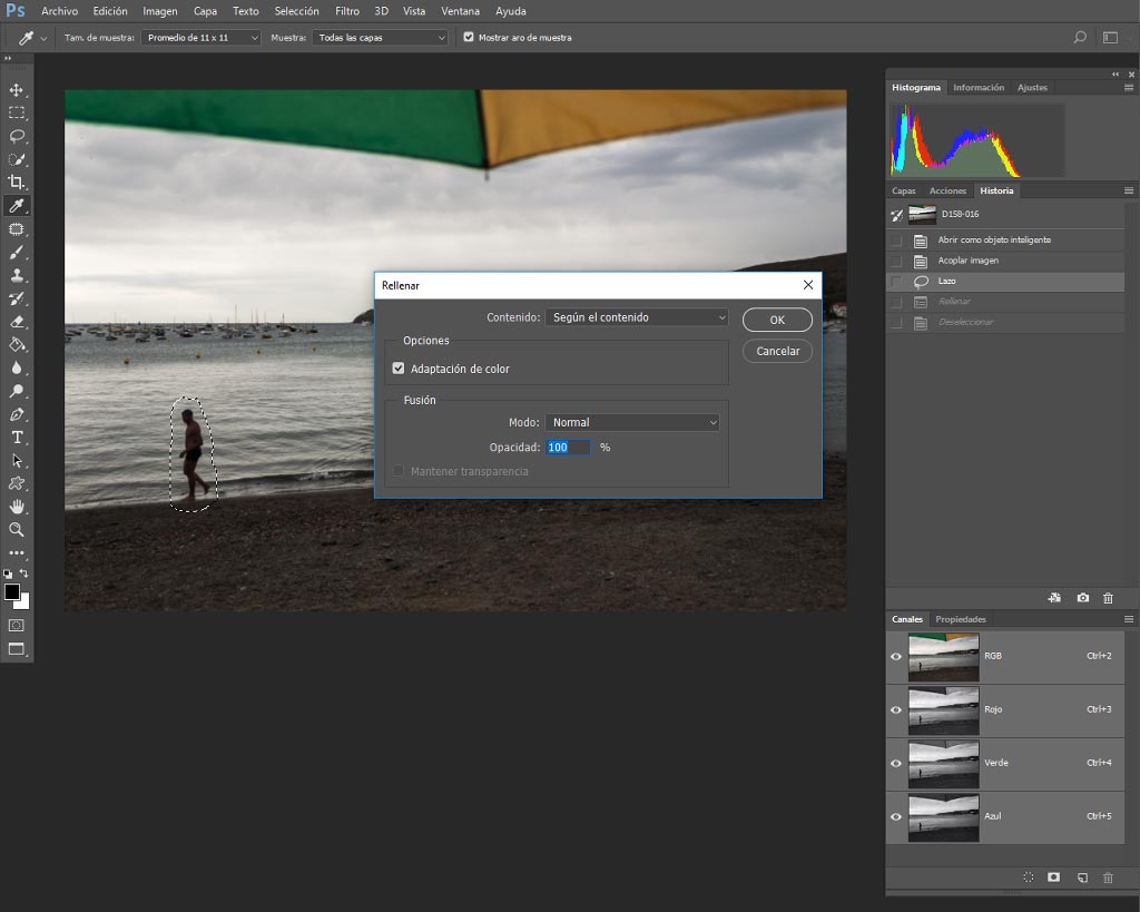 Según el contenido de Photoshop