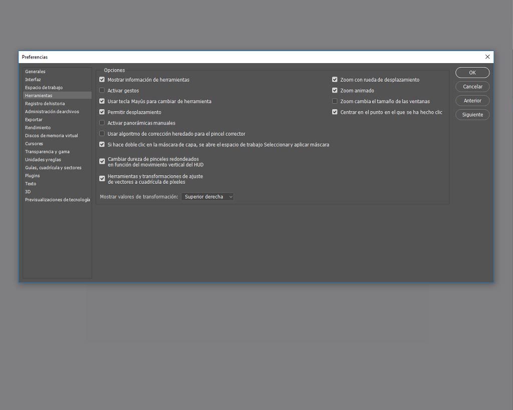 Preferencias de Adobe Photoshop